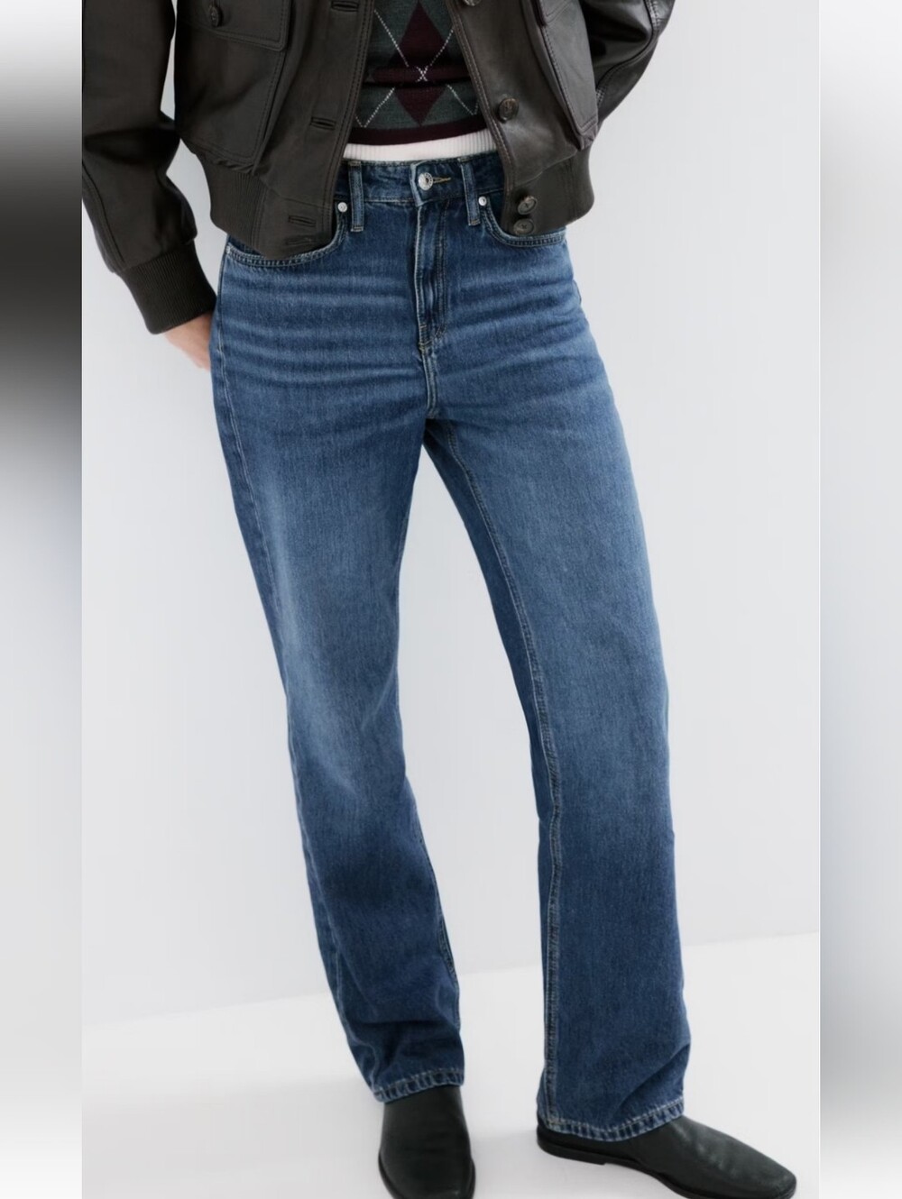 Mango Matilda High-Rise Straight Jeans Dark Blue Size 12 NWT